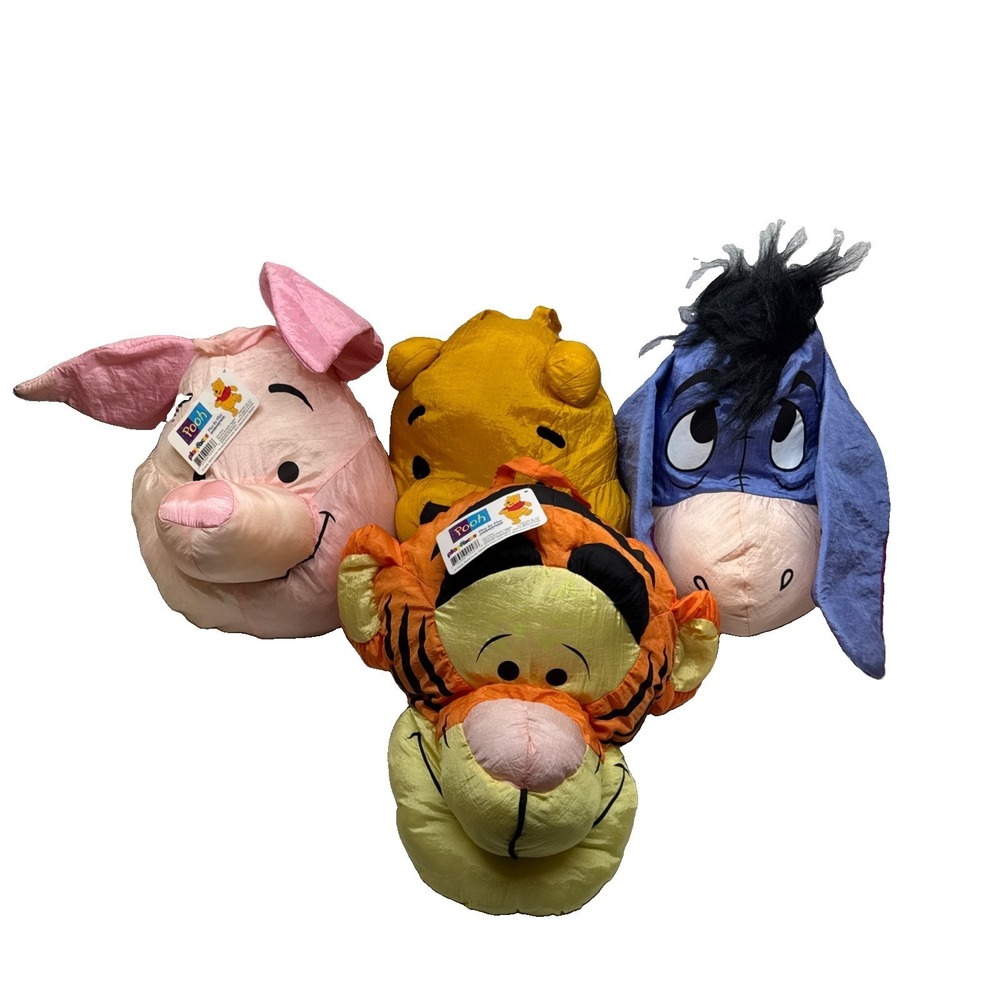 VTG 1990s Winnie Pooh Tigger Eeyore Hanging Pillow Pals Lot 4 NWT Play By Play